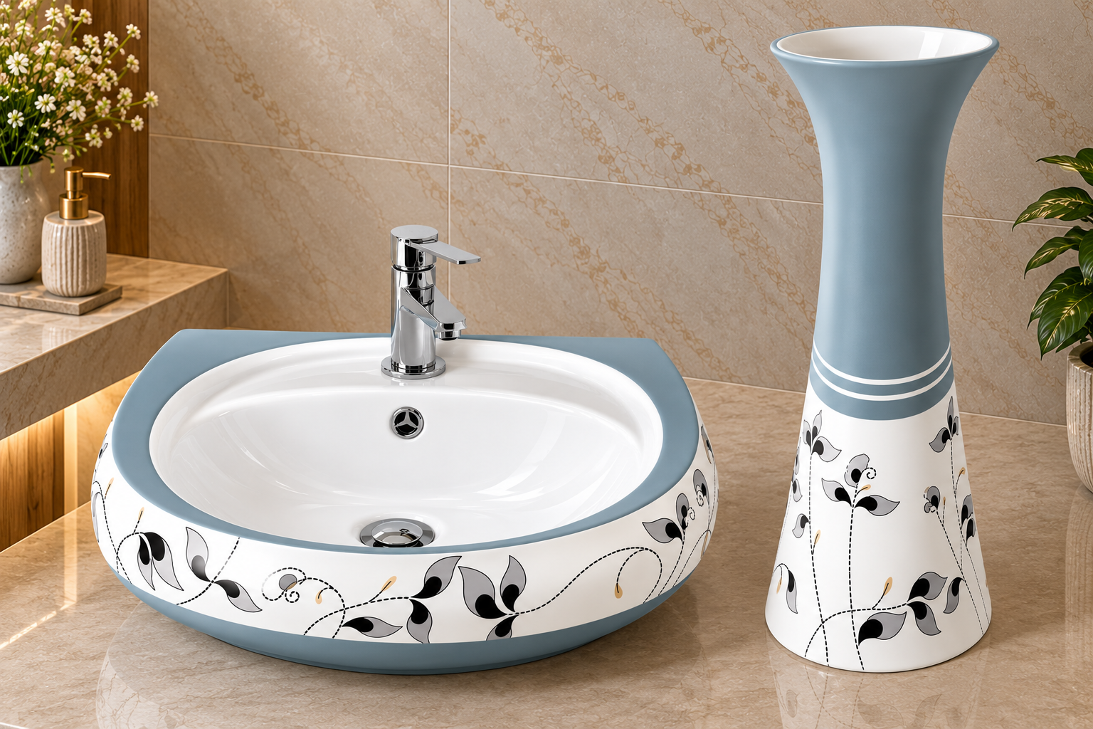 Sonet RP-1073, washbasin with pedestal (view 3)